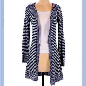 Say What Navy and White Striped Open Front Cardigan - Size S